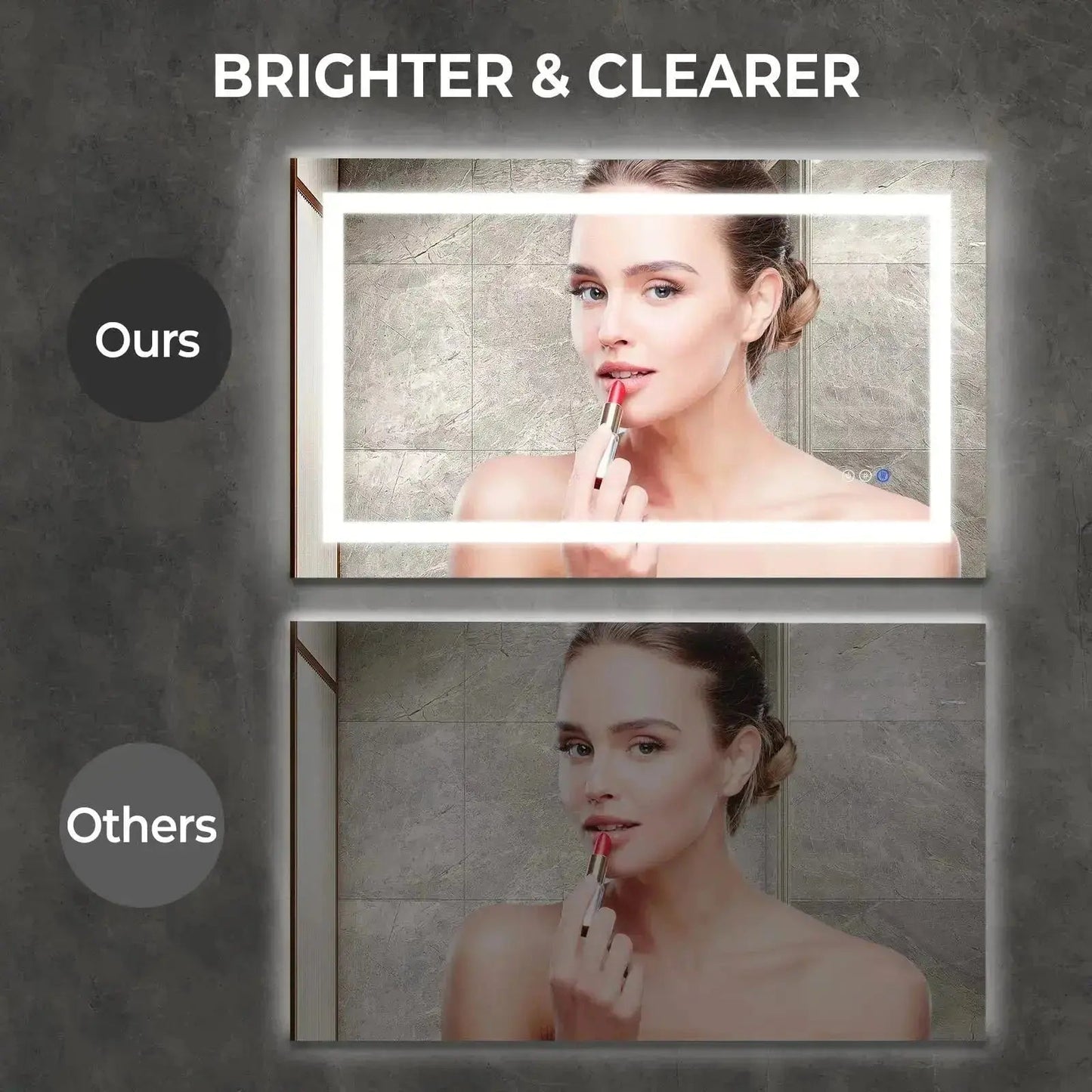 36 x 24  Inch Center Glow LED Bathroom Mirror