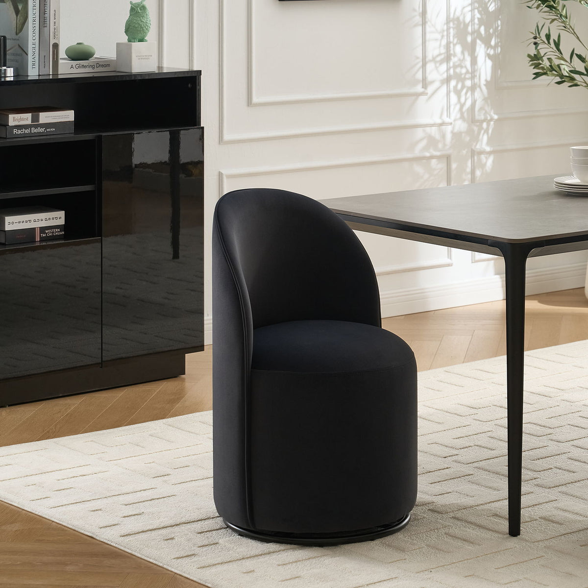 360 Degree Swivel Armless Dining Barrel Chair with Stain-Resistant Upholstery - Multiple Colors