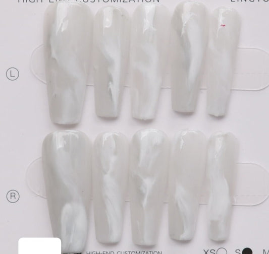 Snowflake White Coffin Acrylic Nails