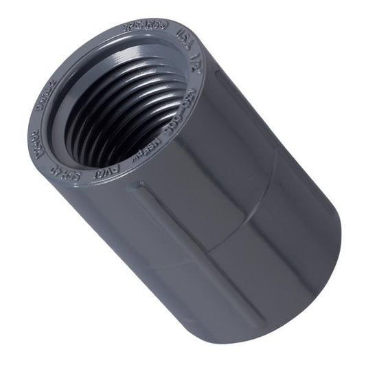 1/2 in. FNPT PVC Coupling: Grey