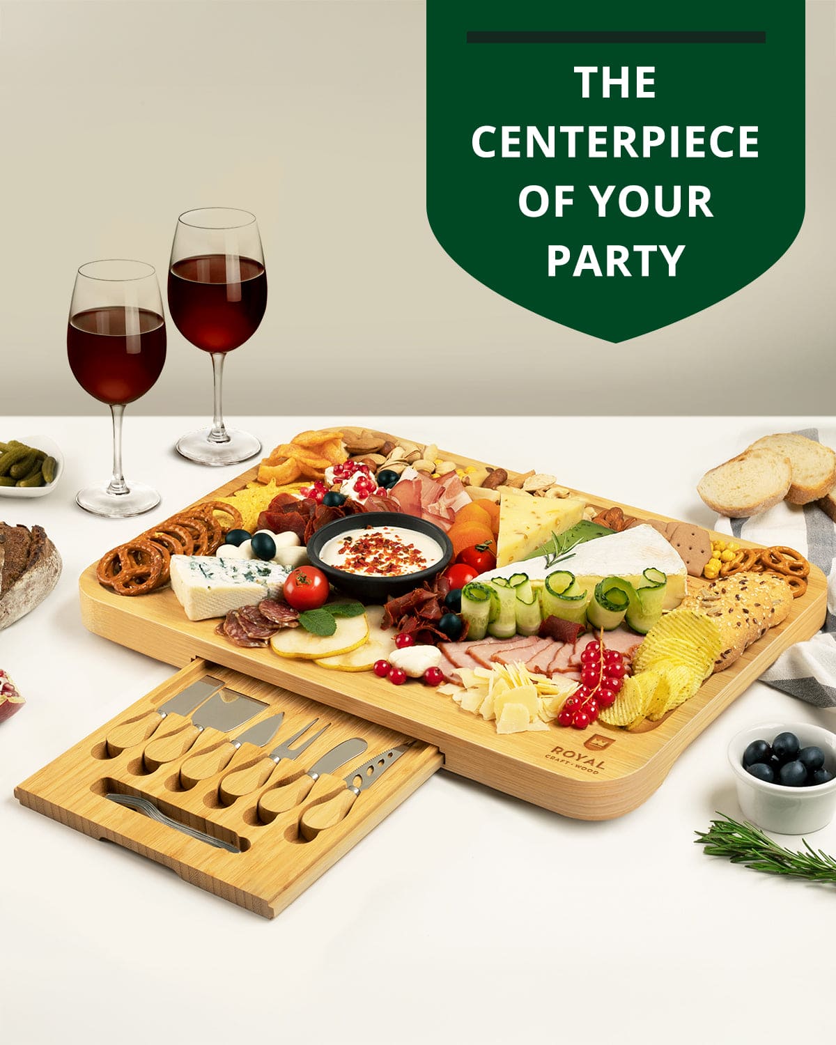 Cheese Board XXL with Cutlery Set