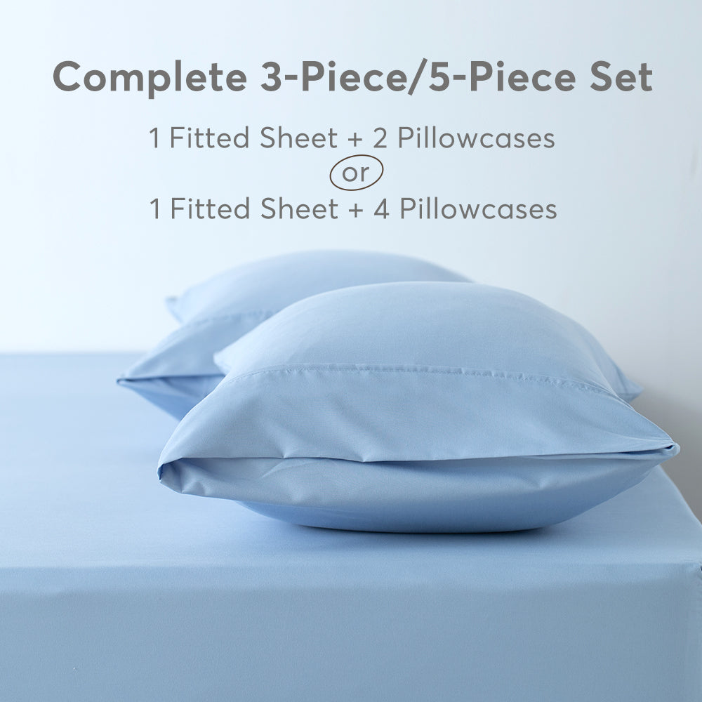 All Season Deep Pocket Fitted Sheet Set with Pillowcases, Room Decor, Graduation Gifts