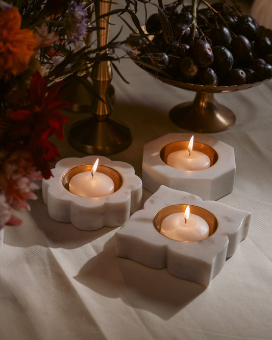 Banswara Marble Candleholder Trio