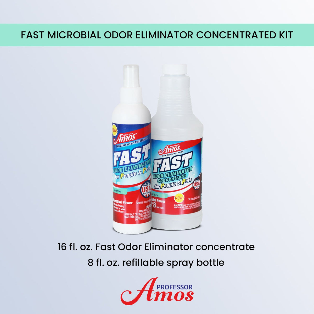 Professor Amos Fast Microbial Odor Eliminator Concentrated Kit 16oz. - FINAL QUANITITIES
