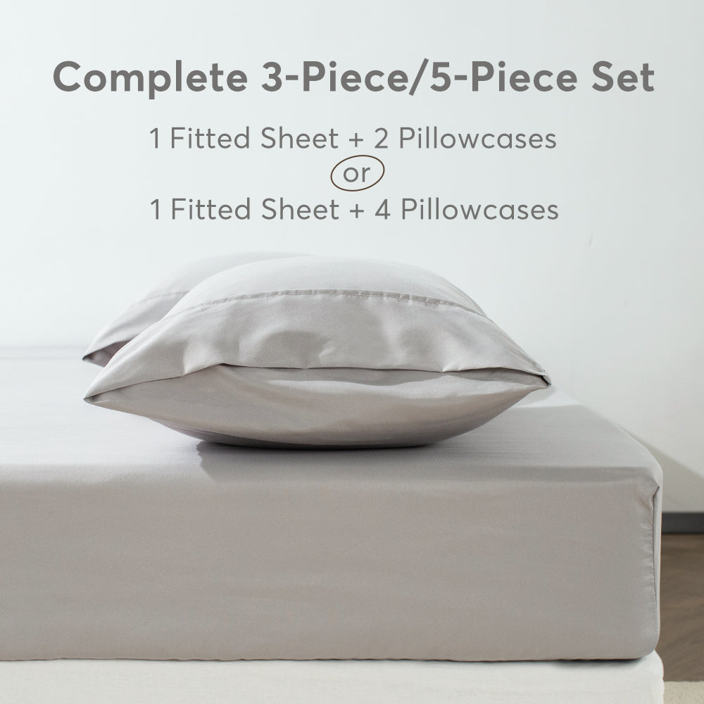 All Season Deep Pocket Fitted Sheet Set with Pillowcases, Room Decor, Graduation Gifts