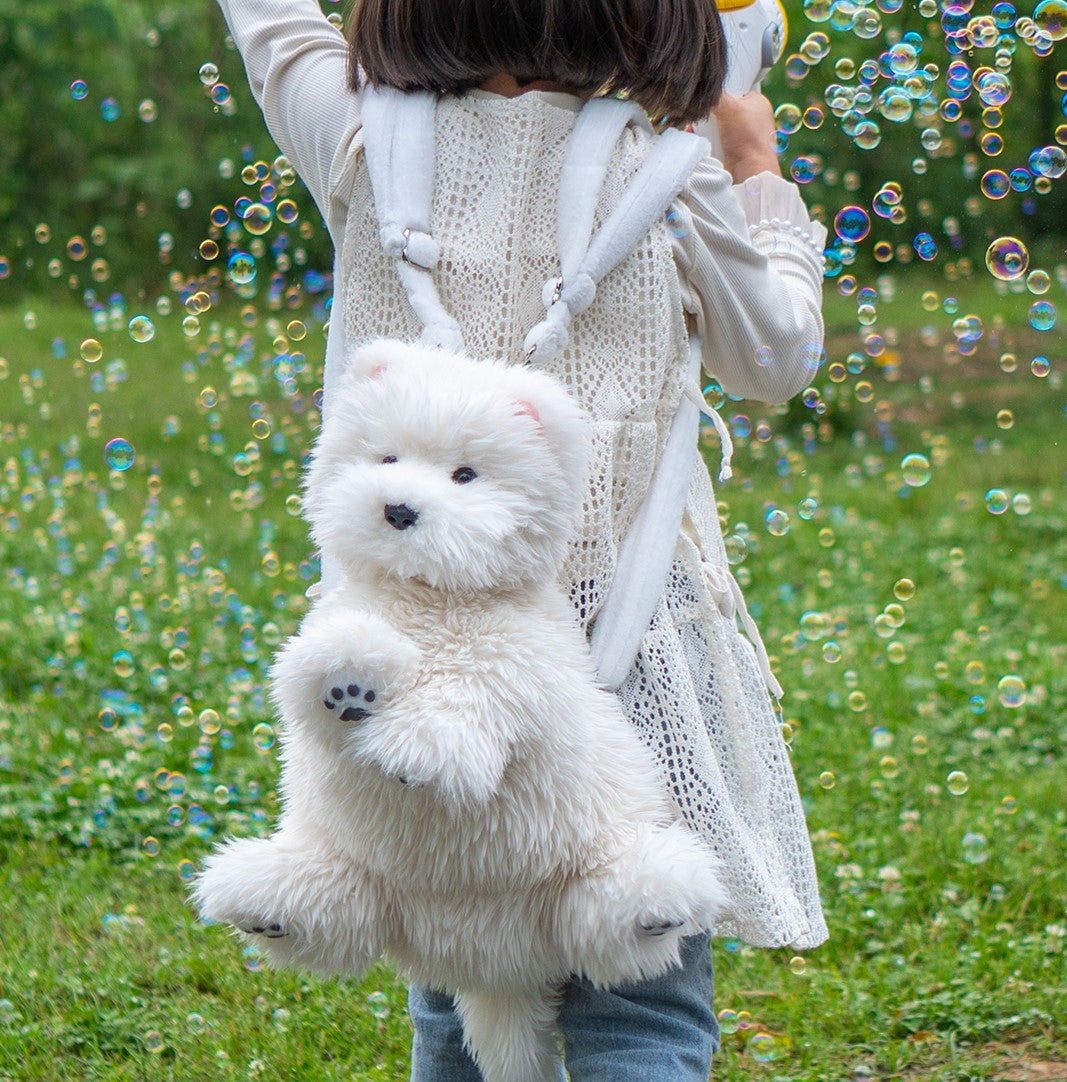 Westie Dog Backpack – Plush Bag for Girls & Puppy Lovers