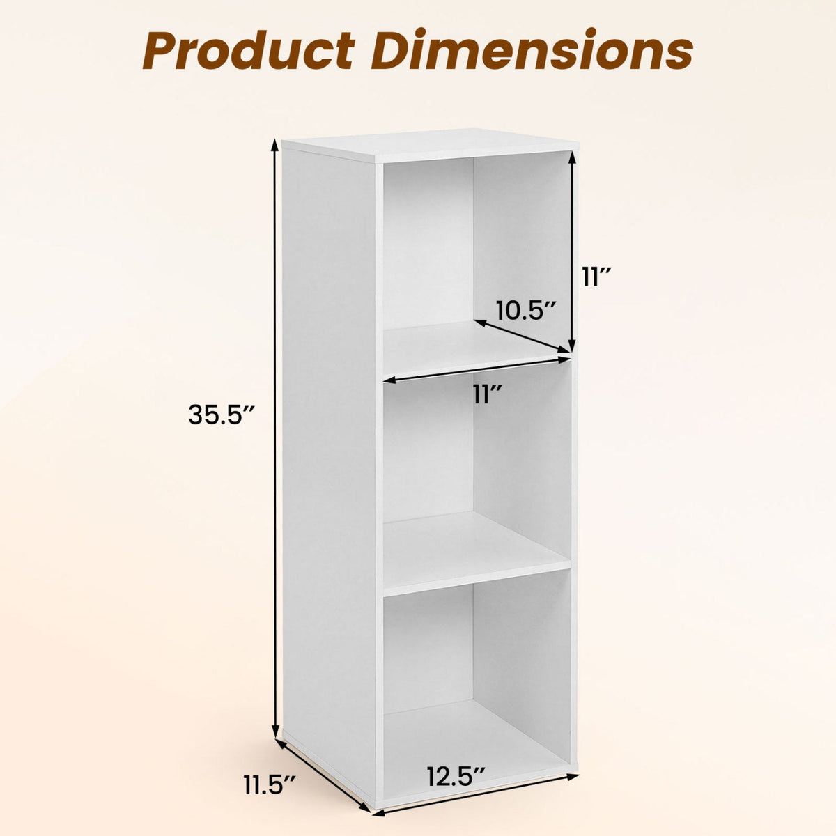 3-Cube Bookcase with Anti-Tipping Kits - White