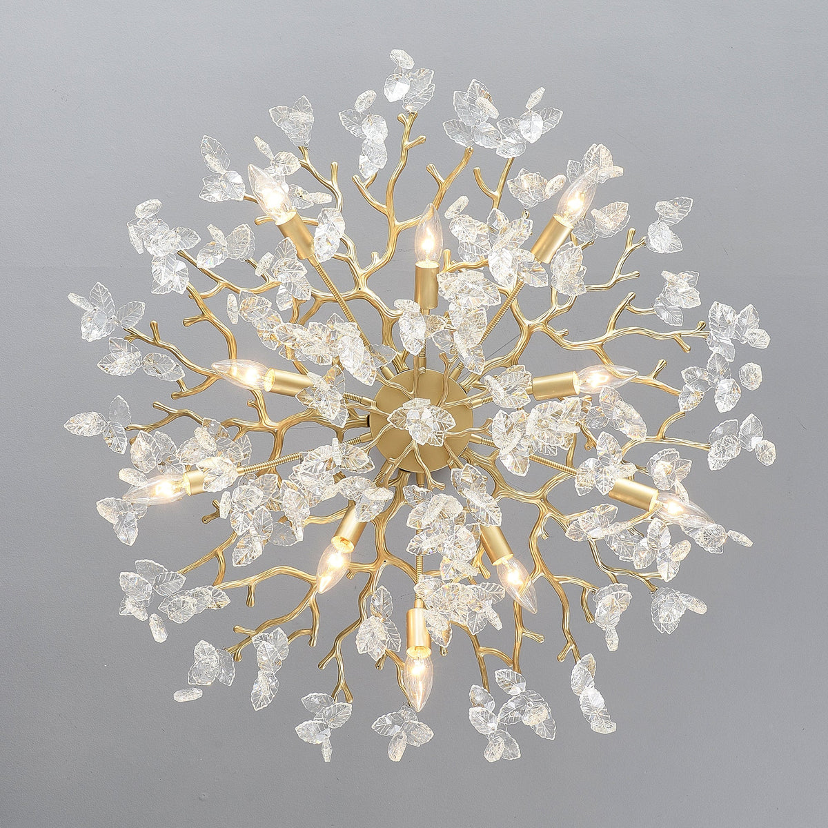 8-Light Crystal Chandelier with Gold Finish and Crystal Accents - Gold