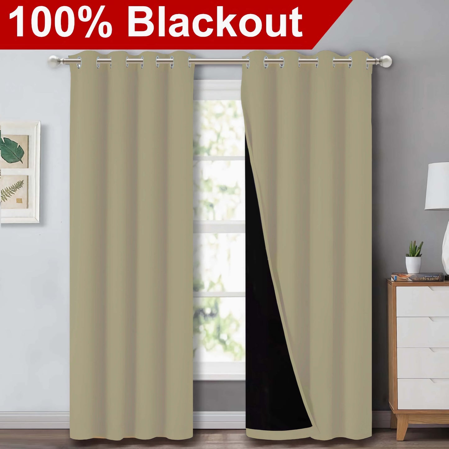 1pc Classic Blackout Curtains with Grommet Thermal Insulated Living Room Bedroom Kitchen Bathroom