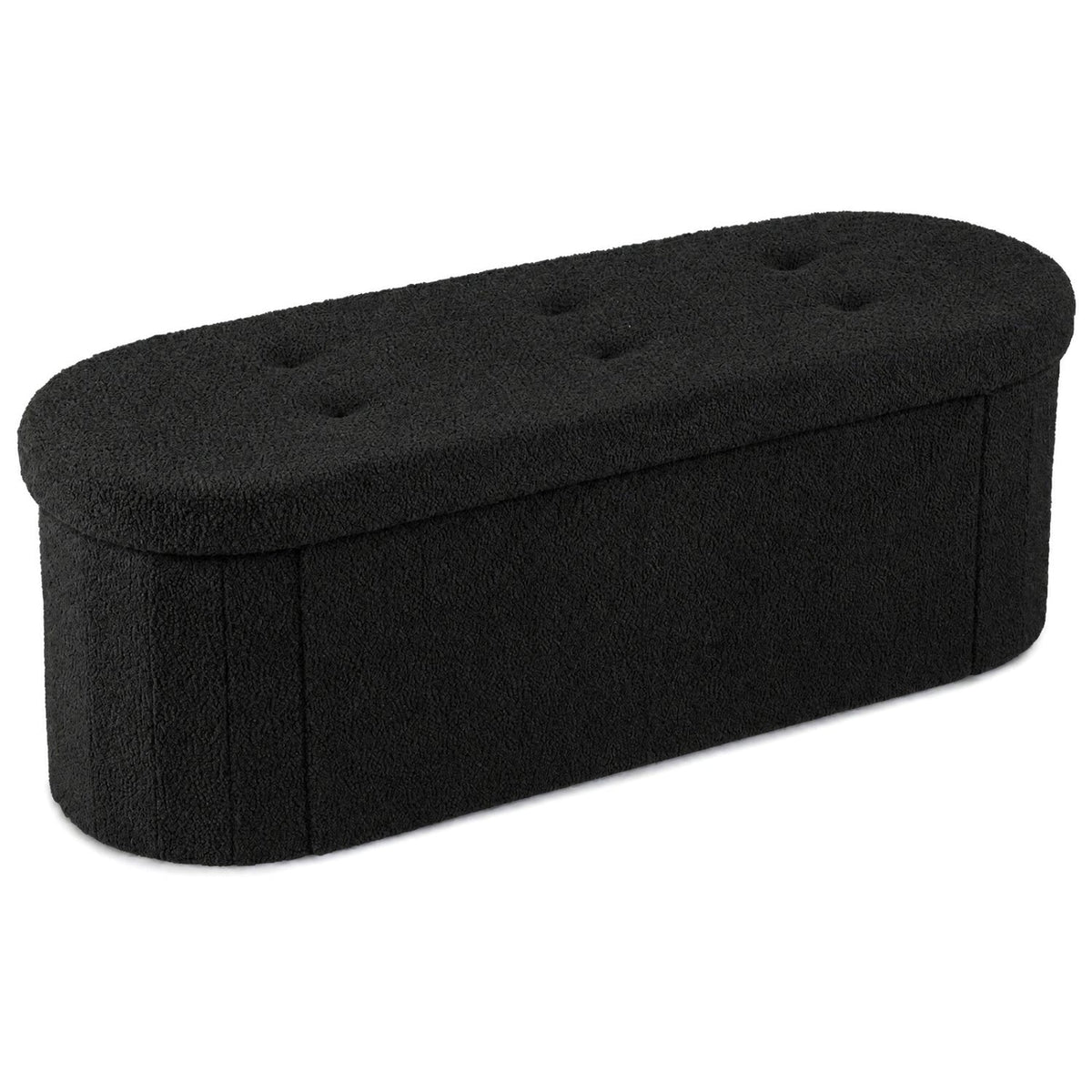 43" Folding Storage Ottoman Bench with Dividers - Teddy Fleece