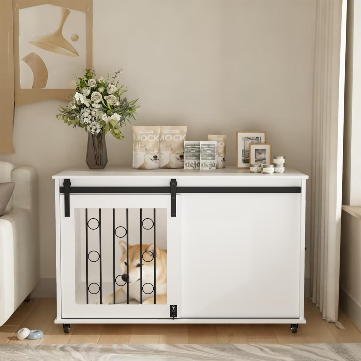 39.37'' Modern Wooden Dog Crate Furniture