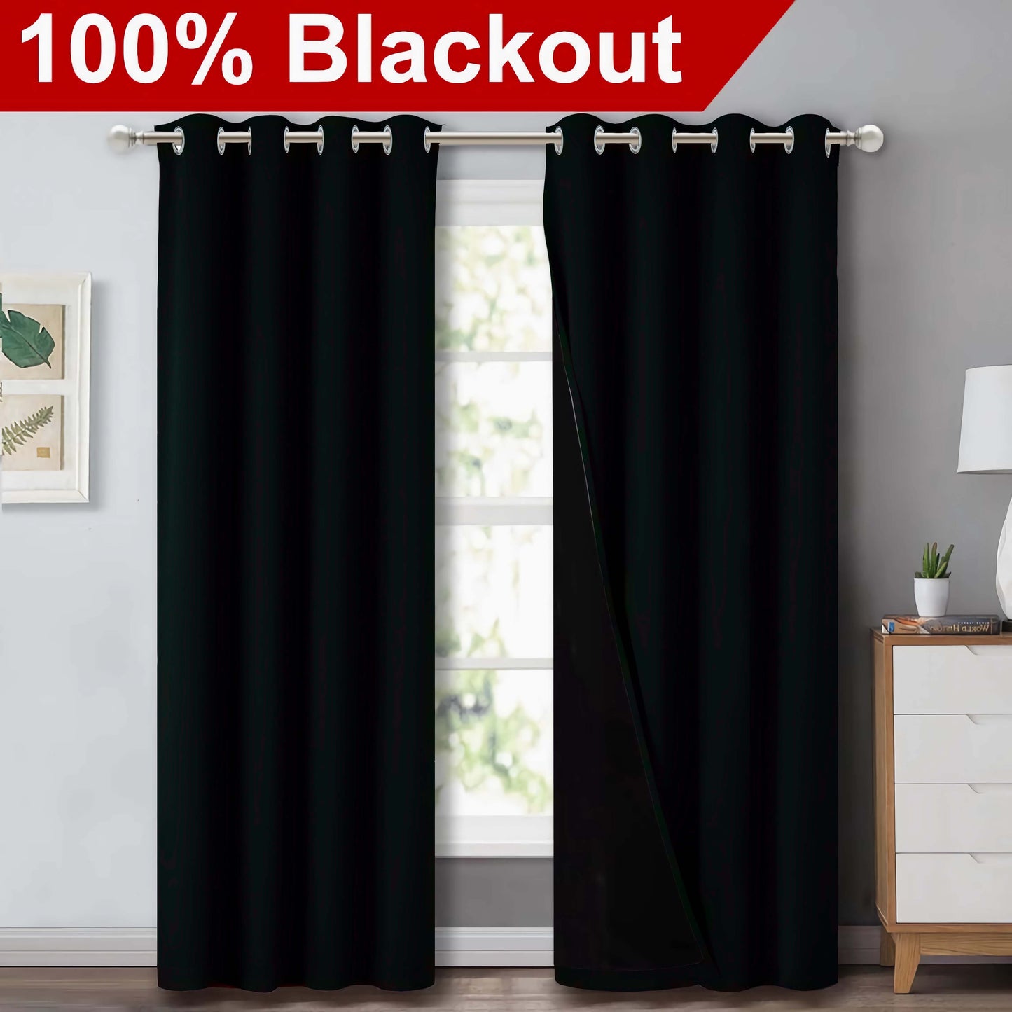 1pc Classic Blackout Curtains with Grommet Thermal Insulated Living Room Bedroom Kitchen Bathroom
