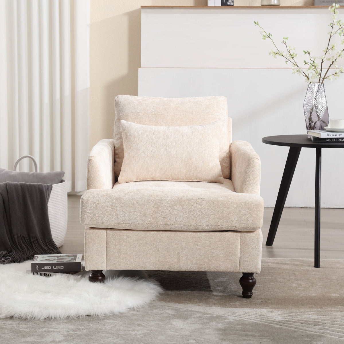 Modern Mid Century Wood Frame Armchair with Tufted Design - Multiple Colors