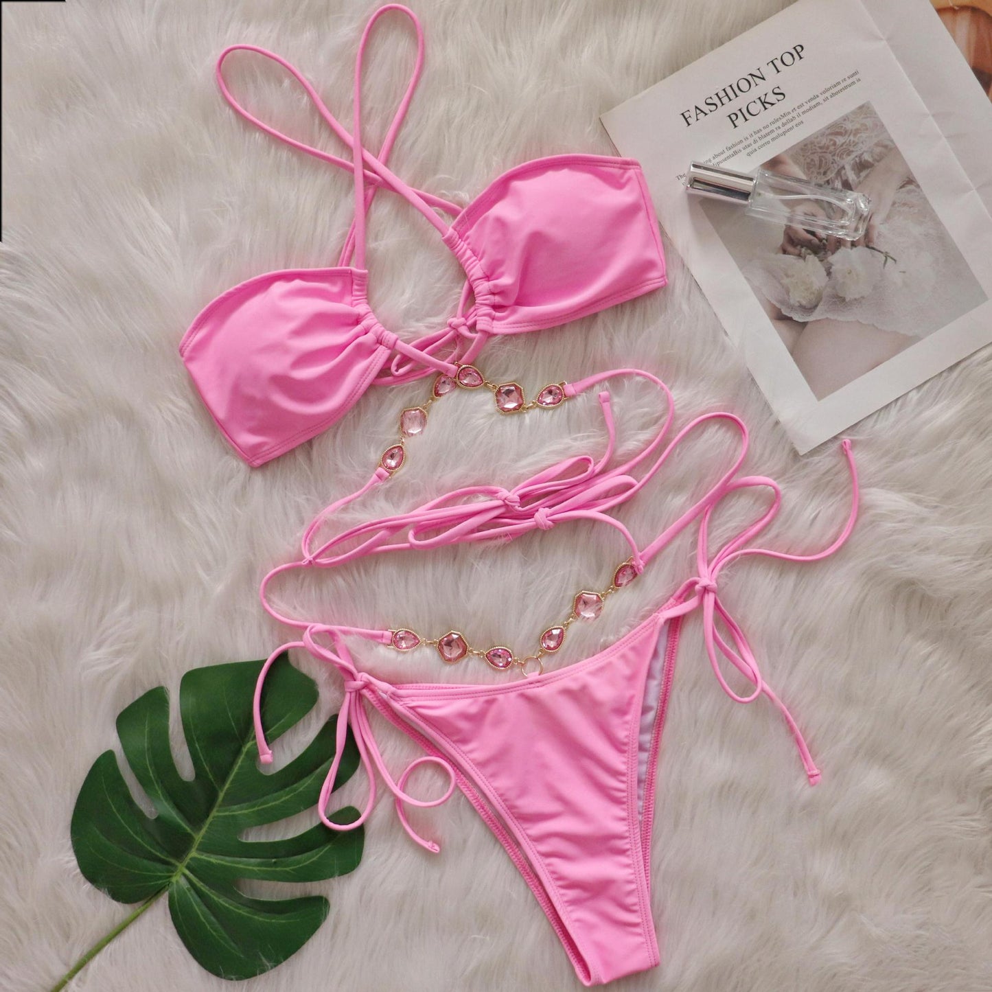 Bikini Thong Crystal Diamond High Quality Fabric Luxury Swimwear  Sexy Sequin Bikini Set