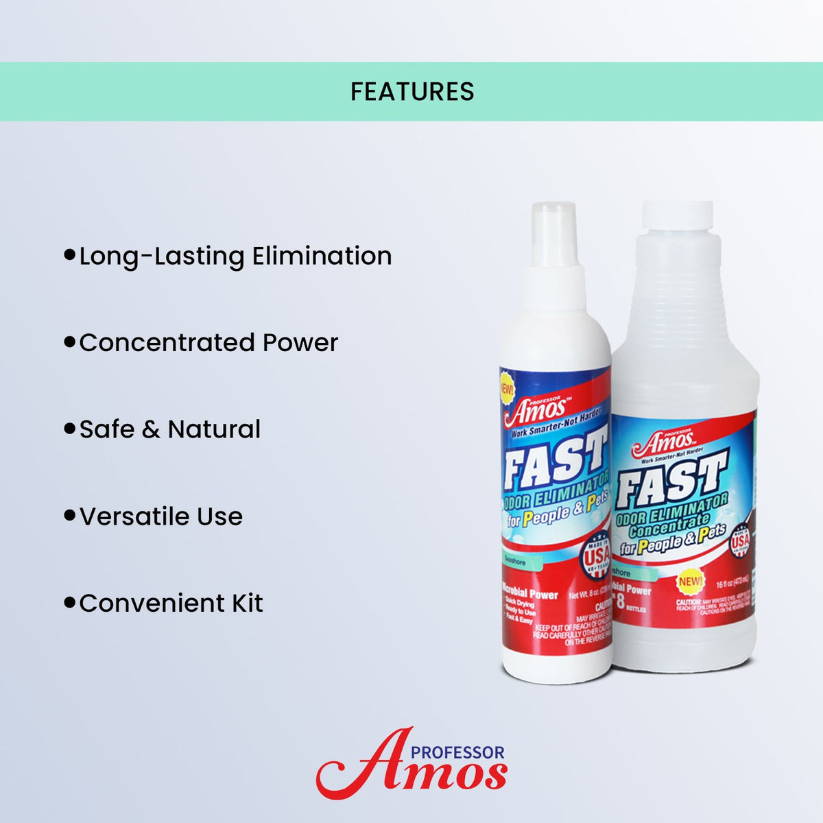 Professor Amos Fast Microbial Odor Eliminator Concentrated Kit 16oz. - FINAL QUANITITIES