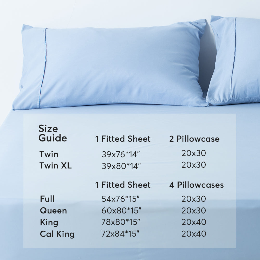 All Season Deep Pocket Fitted Sheet Set with Pillowcases, Room Decor, Graduation Gifts