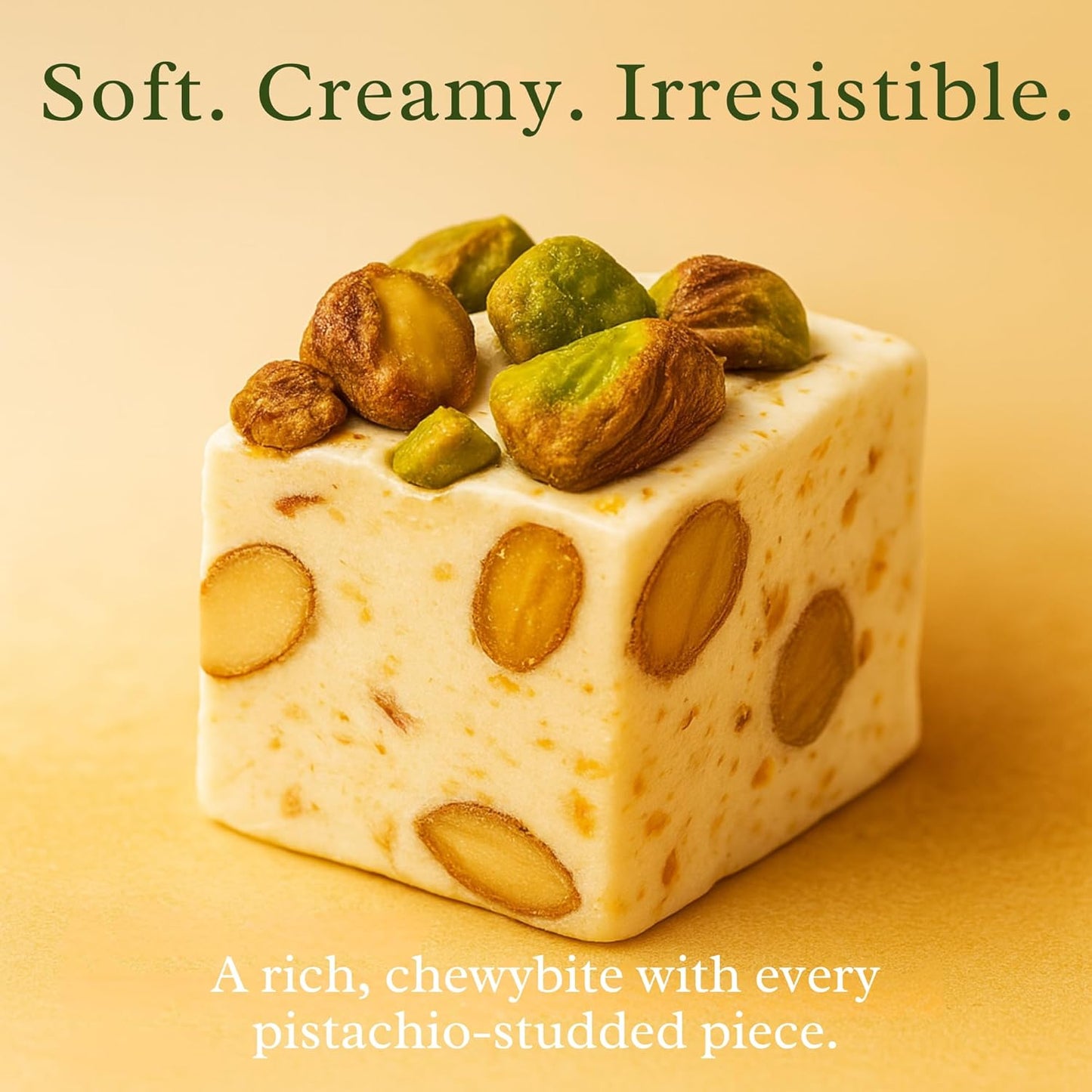 Andy Anand Gluten Free Roasted Pistachios Nougat Brittle – European Soft Nougat with Wildflower Honey & Roasted Nuts, 7 Oz