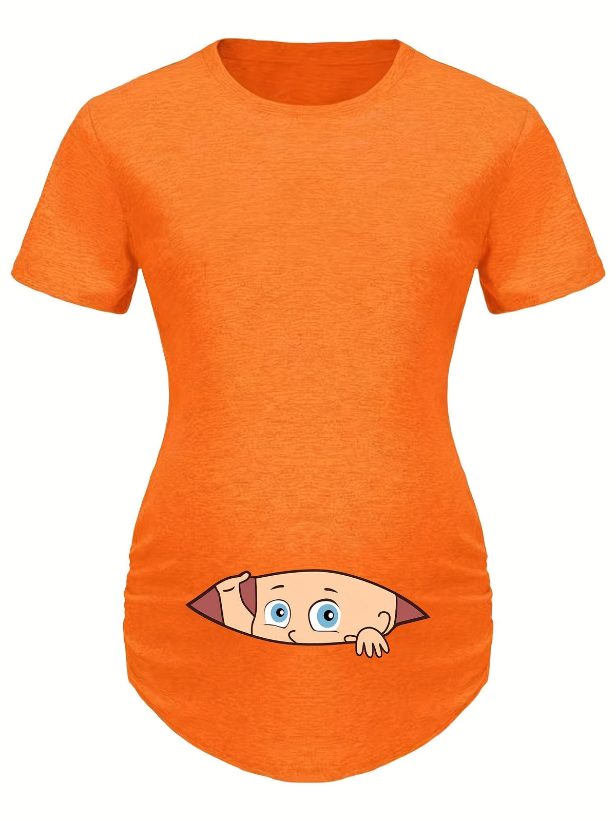 Letter Printed Short-sleeved Maternity Wear Black T-shirt with Big-eyed Baby Pattern