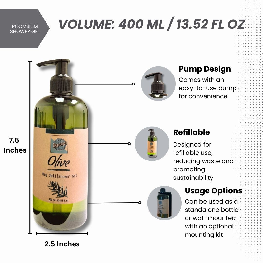 Roomsium Refillable Body Wash Dispenser Kit 13.52 Oz