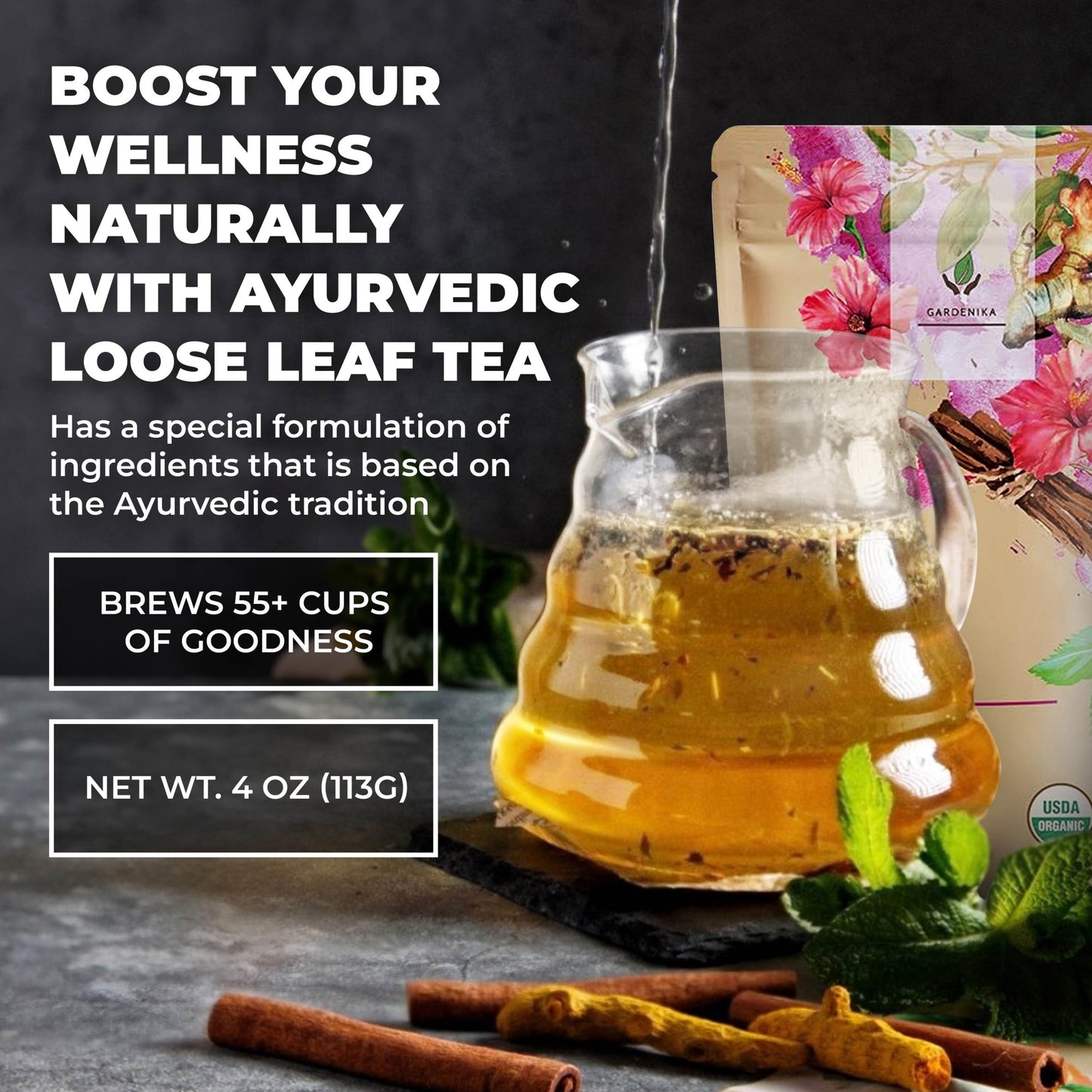 Serenity Glow Tea, Metabolism Support | Ayurvedic Blend | Organic