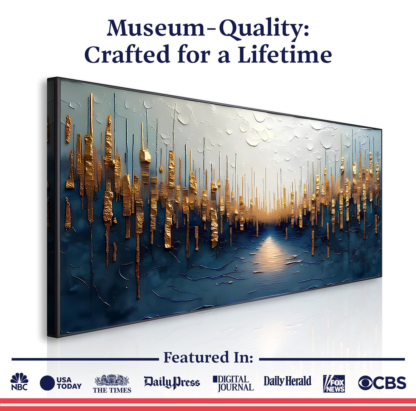Golden Forest Reflection Abstract Impasto Wall Art