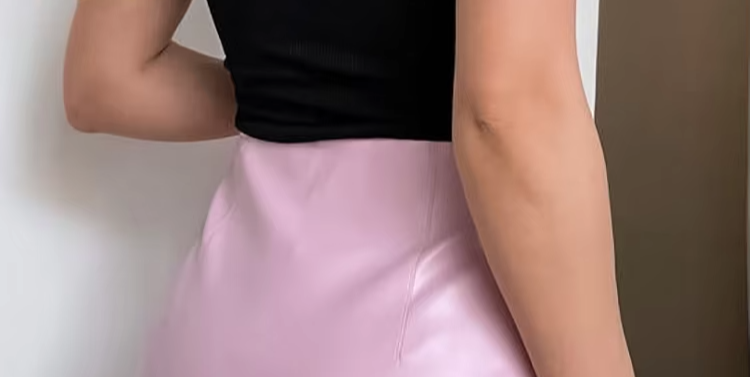 Pink Faux Leather Fashion Skirt