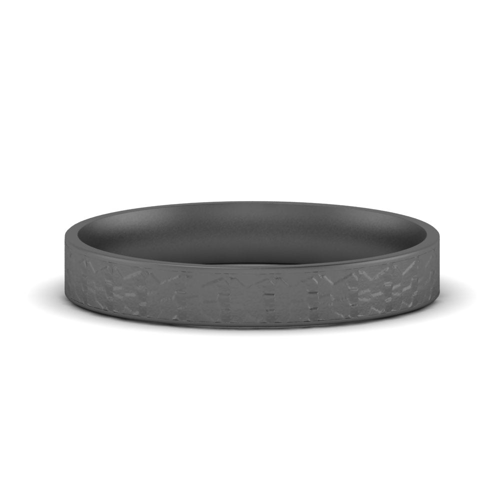 Unique Rock Textured Mens Wedding Band 5 mm
