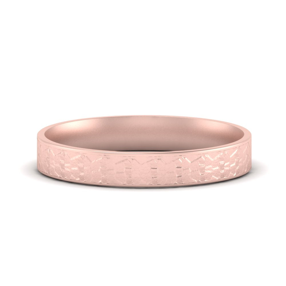 Unique Rock Textured Mens Wedding Band 5 mm