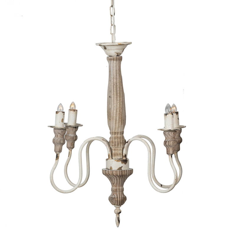 Cream White 4 Light Chandelier with Adjustable Chain - Bulb Not Included