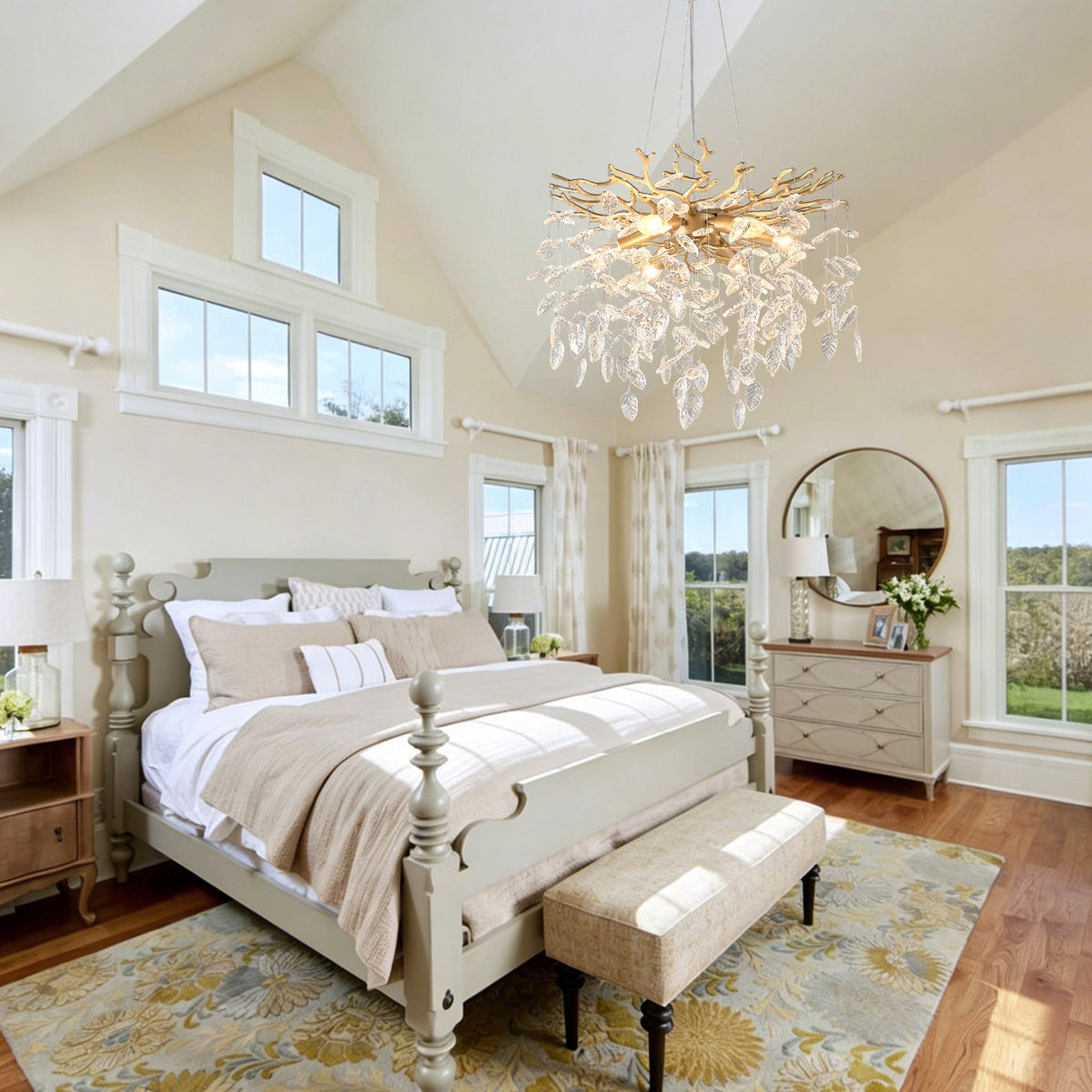 6-Light Crystal Chandelier with Gold Finish - Elegant Ceiling Lamp