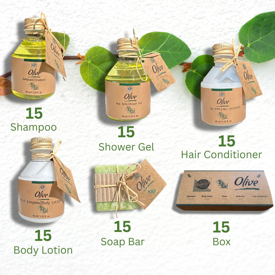 Roomsium Hotel Toiletries Set Olive 75-Piece Guest Amenity Kits