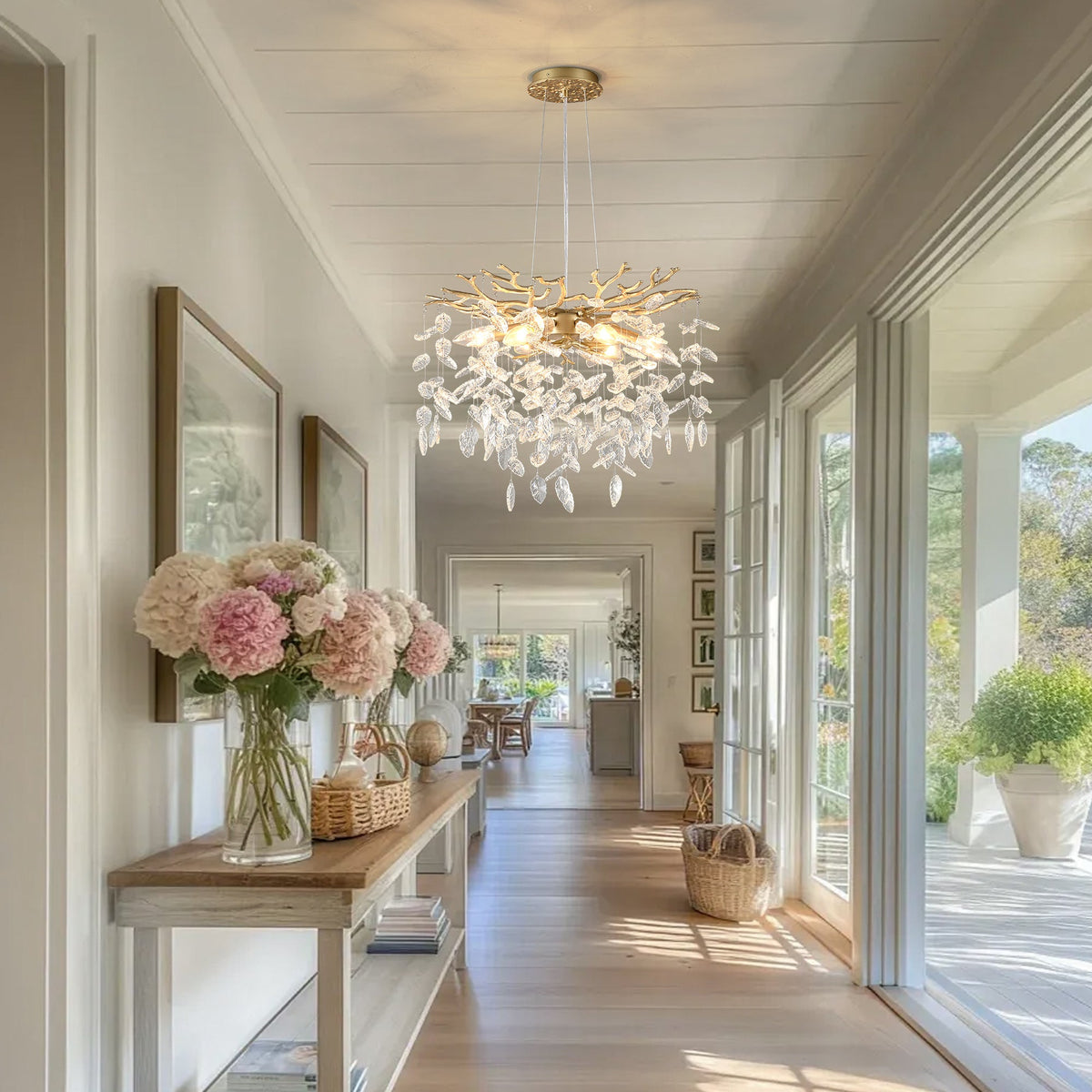 6-Light Crystal Chandelier with Gold Finish - Elegant Ceiling Lamp