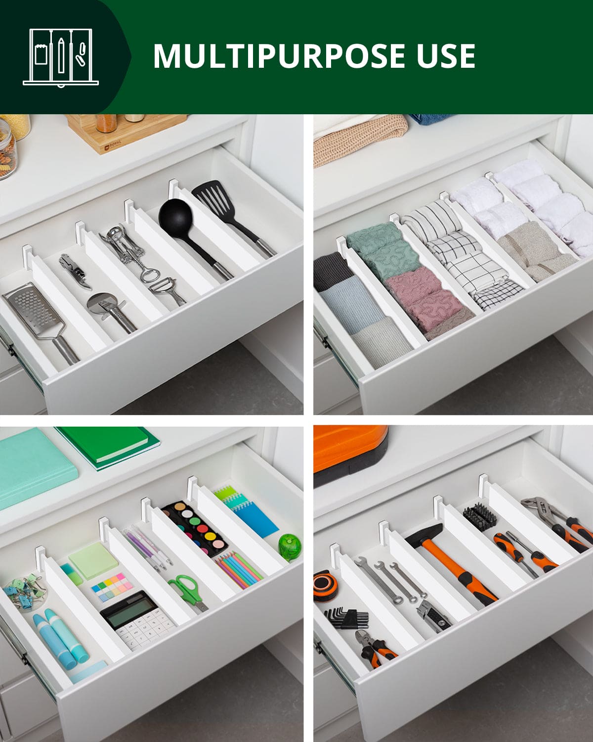 Drawer Dividers 22”, White