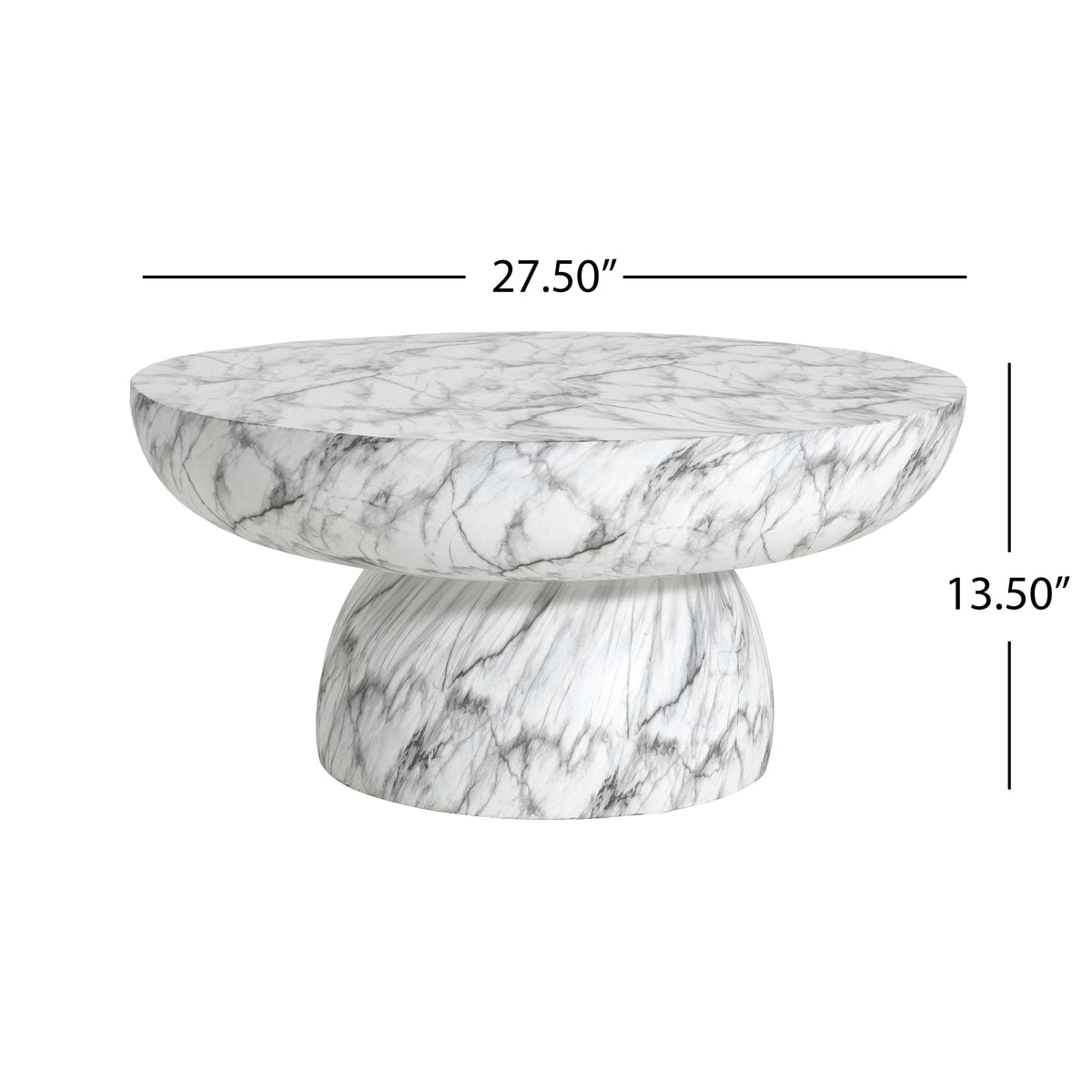 MGO Faux Marble Coffee Table with Handcrafted Finish - White Marble