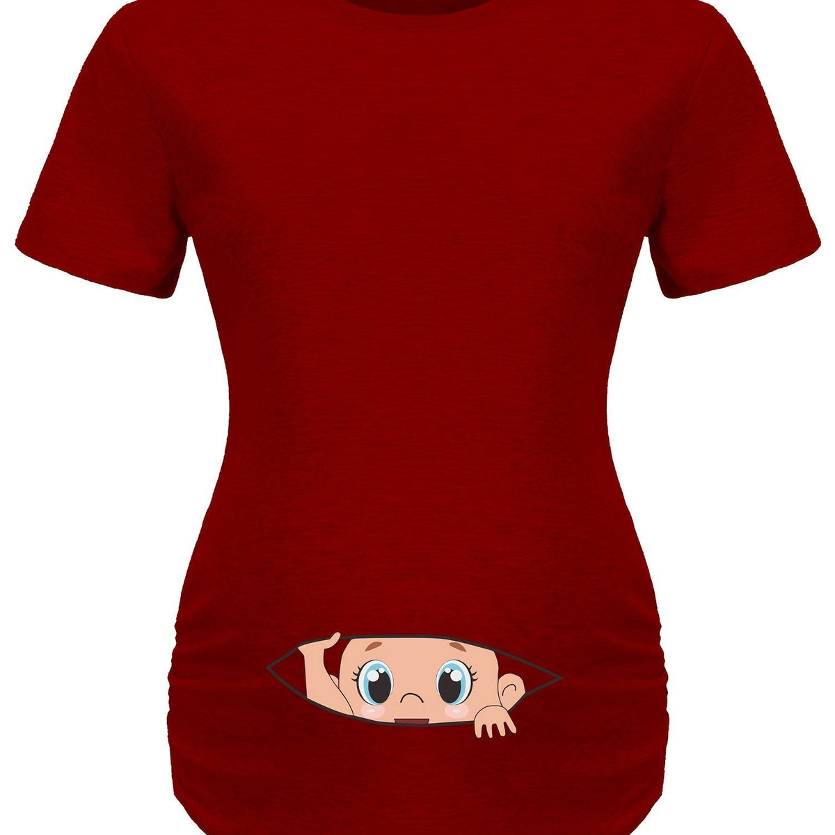 Letter Printed Short-sleeved Maternity Wear Black T-shirt with Big-eyed Baby Pattern