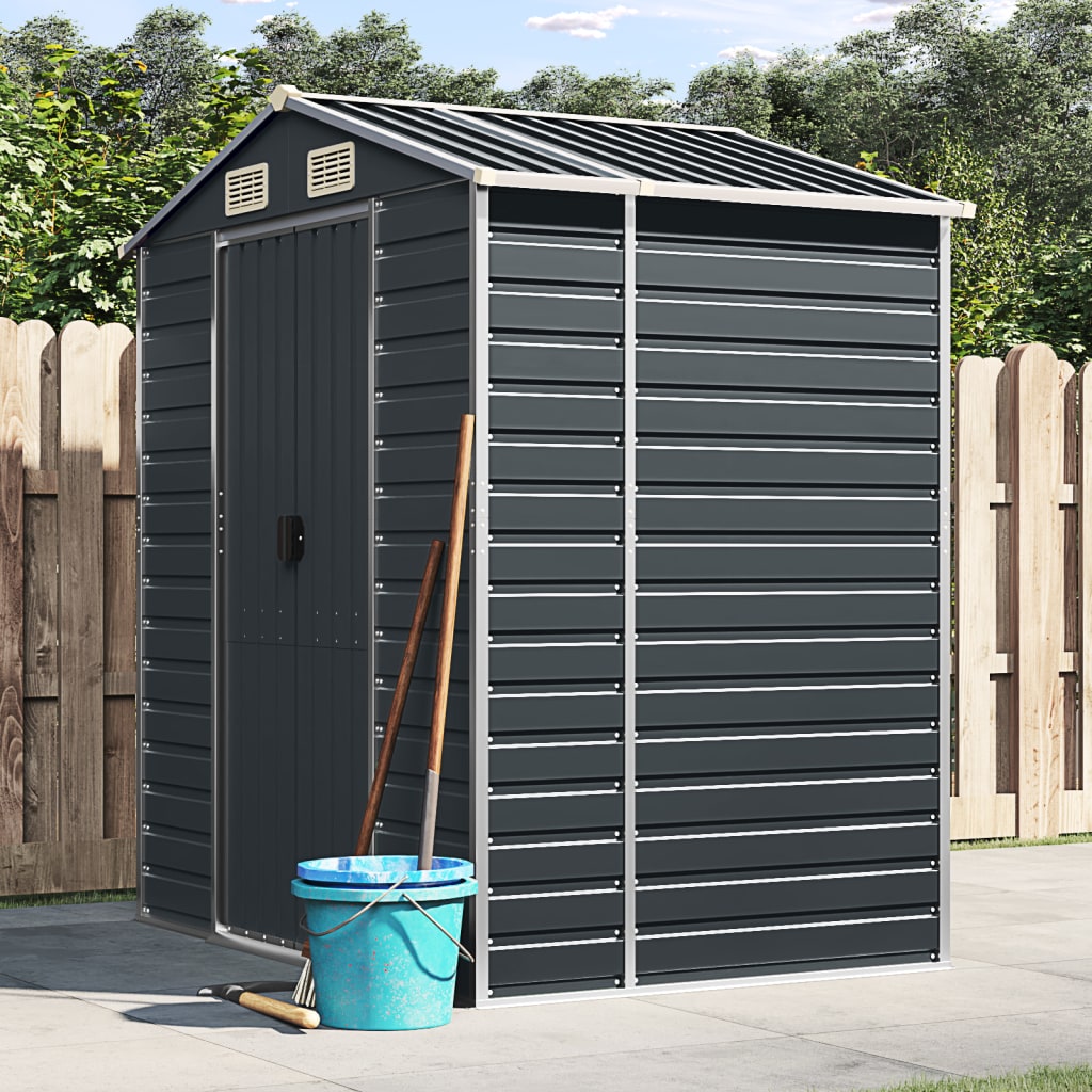 NNEVL Garden Shed Anthracite 191x130x198 cm Galvanised Steel