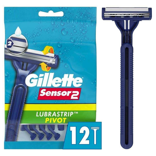 Gillette Sensor2 Plus Disposable Razors, Pivot Head, 12 Count
