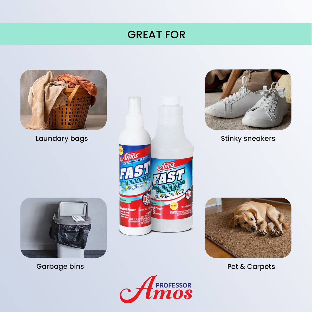 Professor Amos Fast Microbial Odor Eliminator Concentrated Kit 16oz. - FINAL QUANITITIES