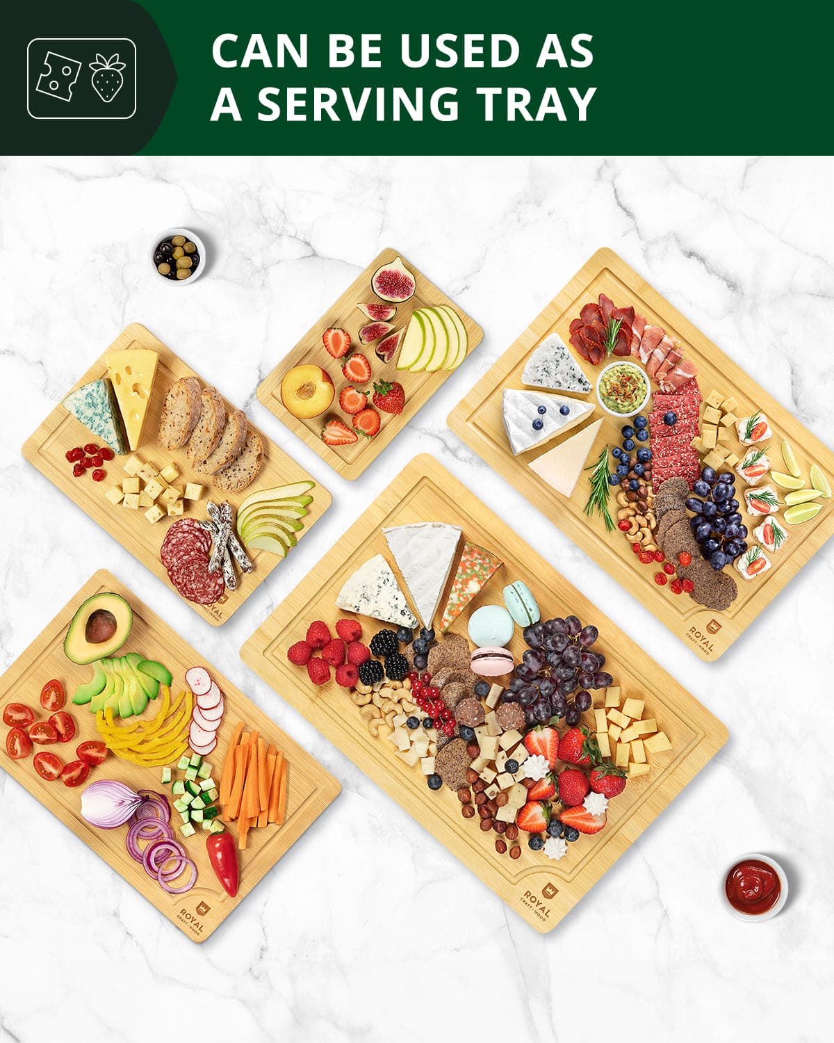 Cutting Board Set of 5, Bamboo