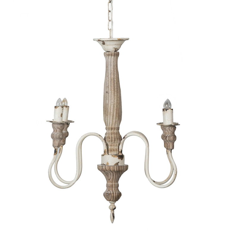 Cream White 4 Light Chandelier with Adjustable Chain - Bulb Not Included
