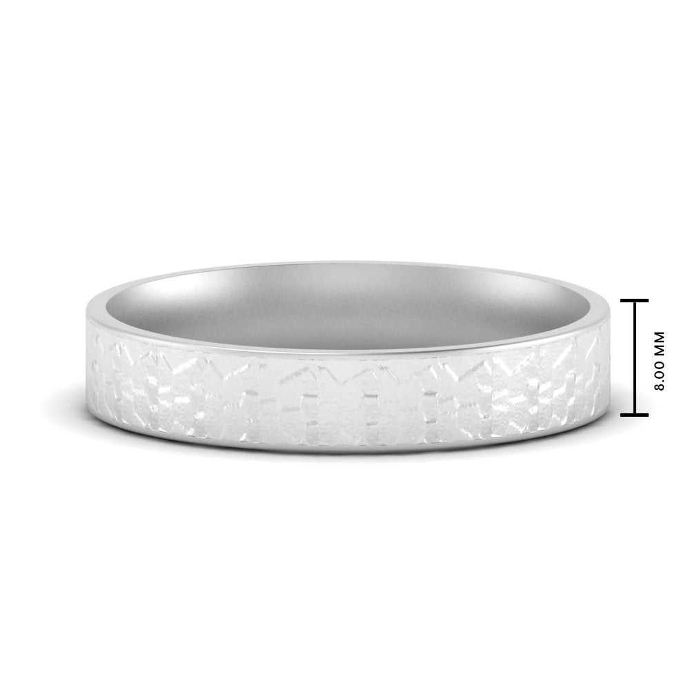 Unique Rock Textured Mens Wedding Band 5 mm