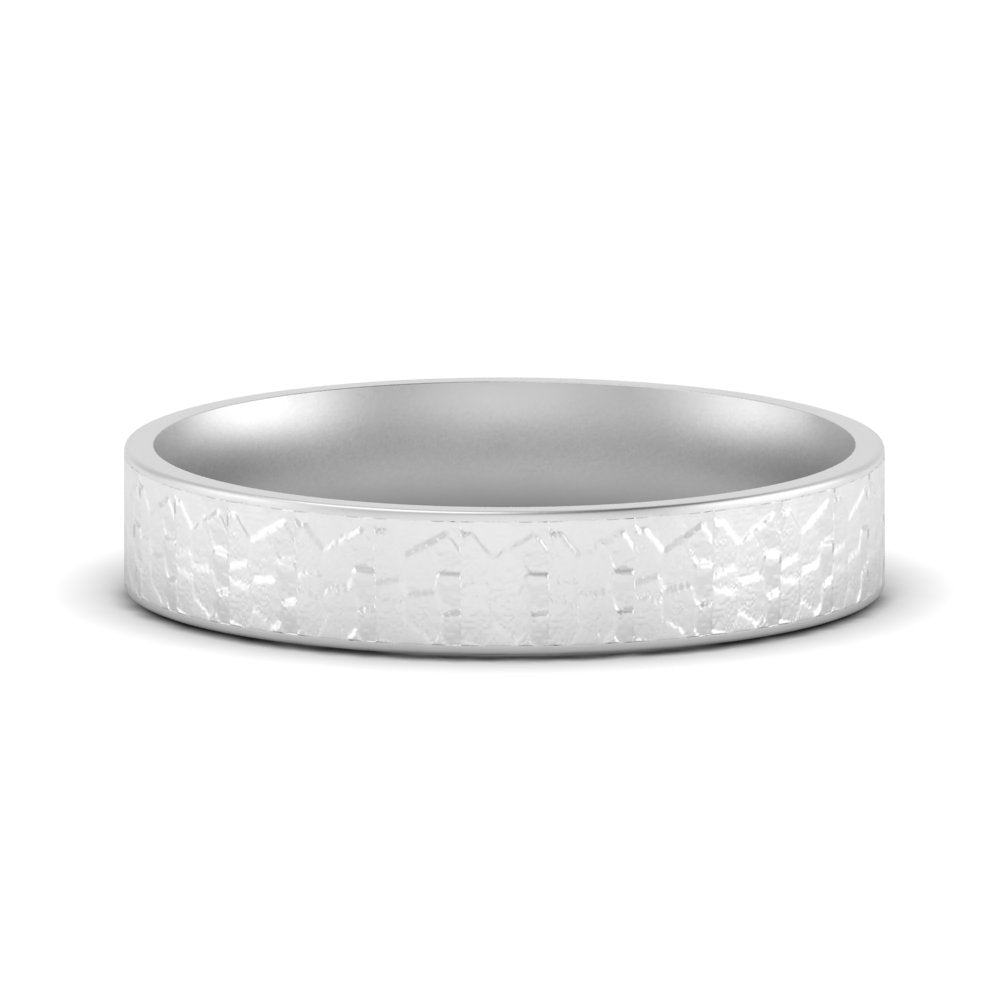 Unique Rock Textured Mens Wedding Band 5 mm