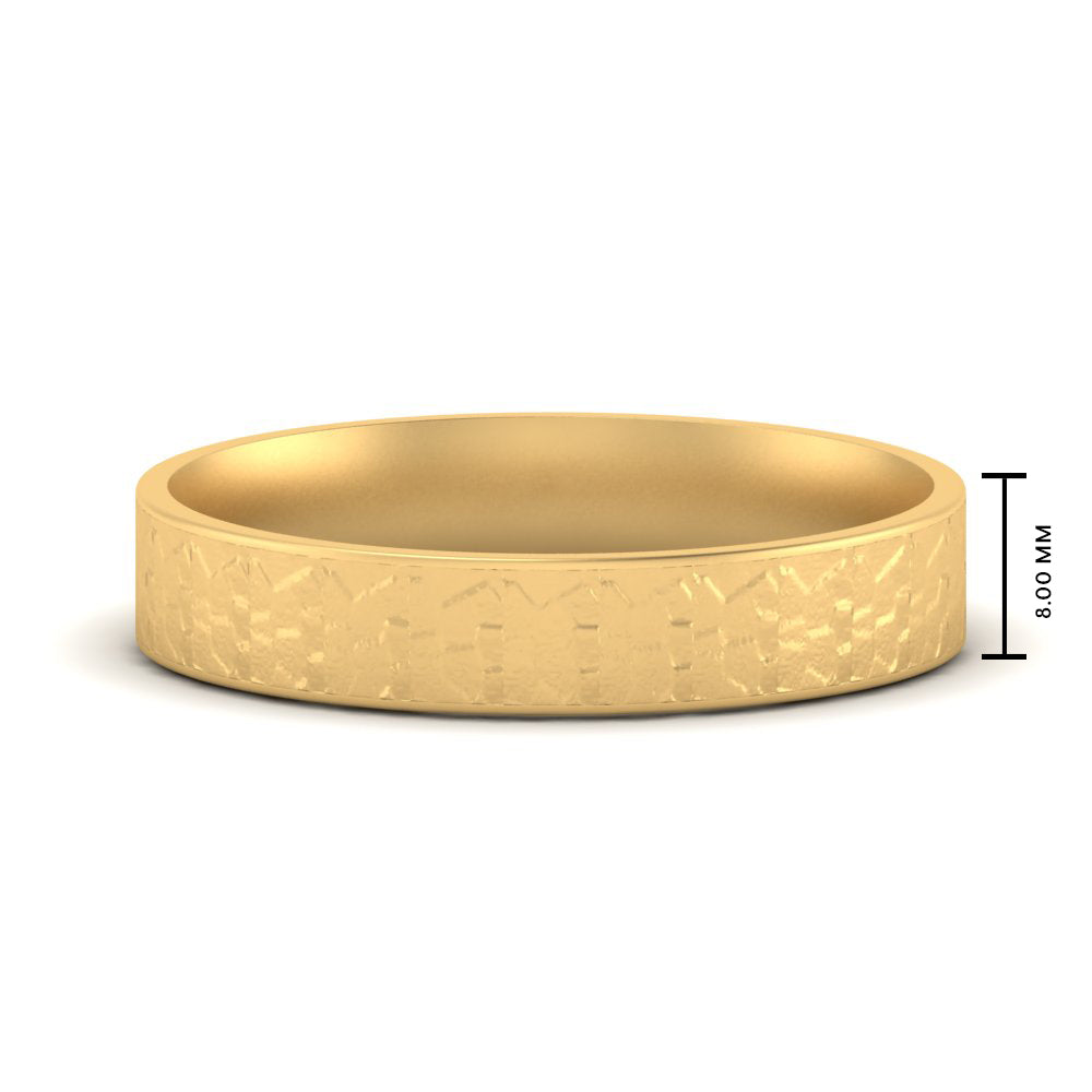 Unique Rock Textured Mens Wedding Band 5 mm
