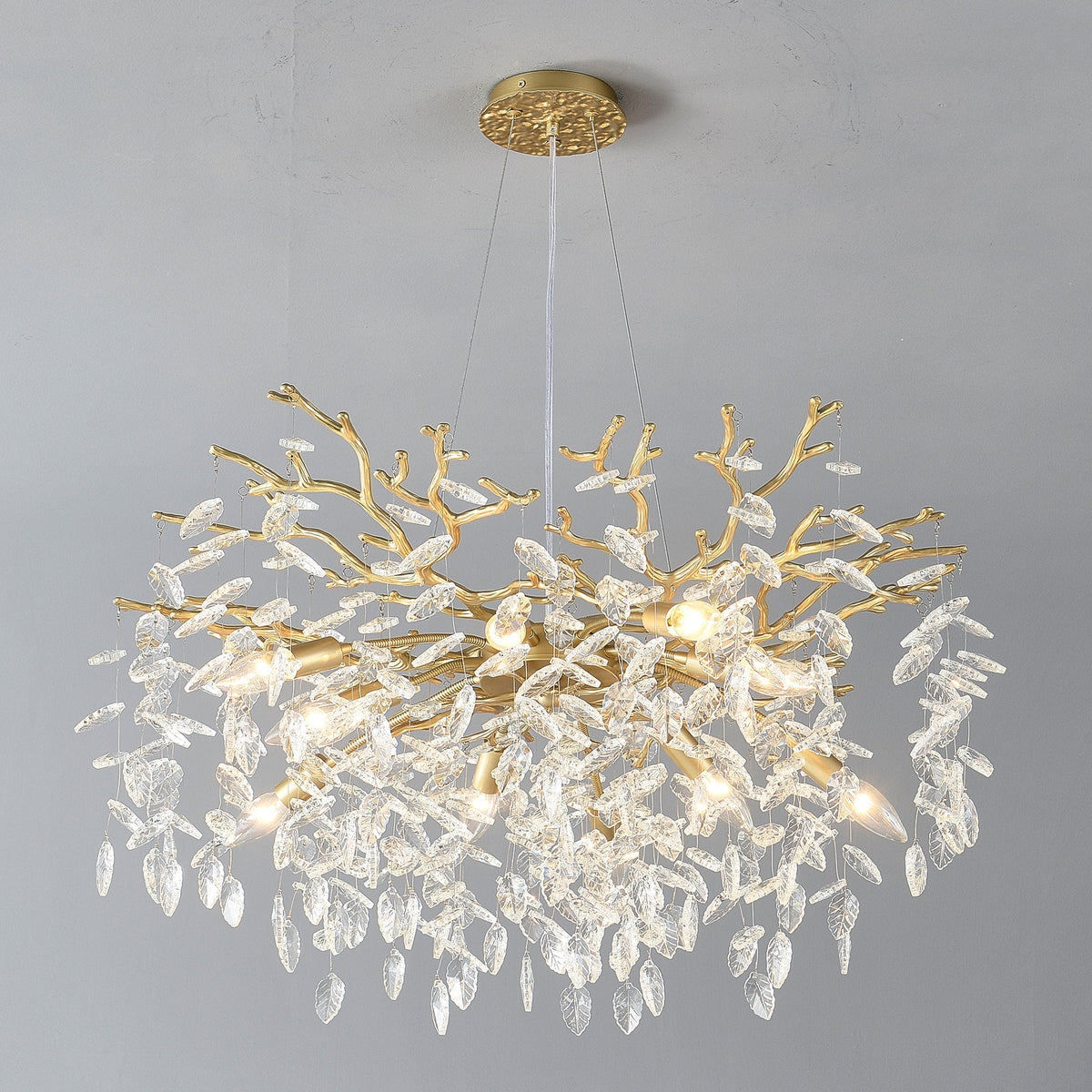 8-Light Crystal Chandelier with Gold Finish and Crystal Accents - Gold