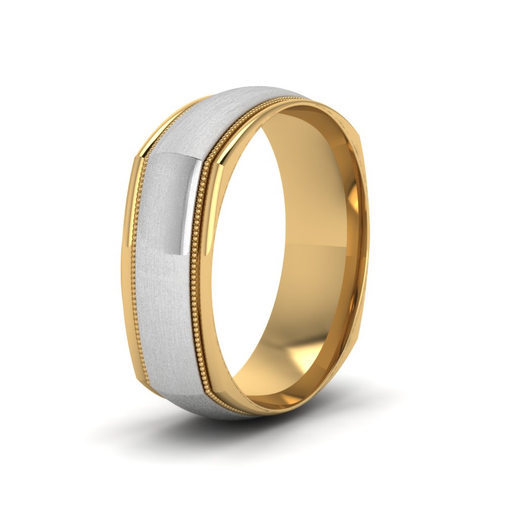 Two Tone Milgrain Square Mens Band Ring