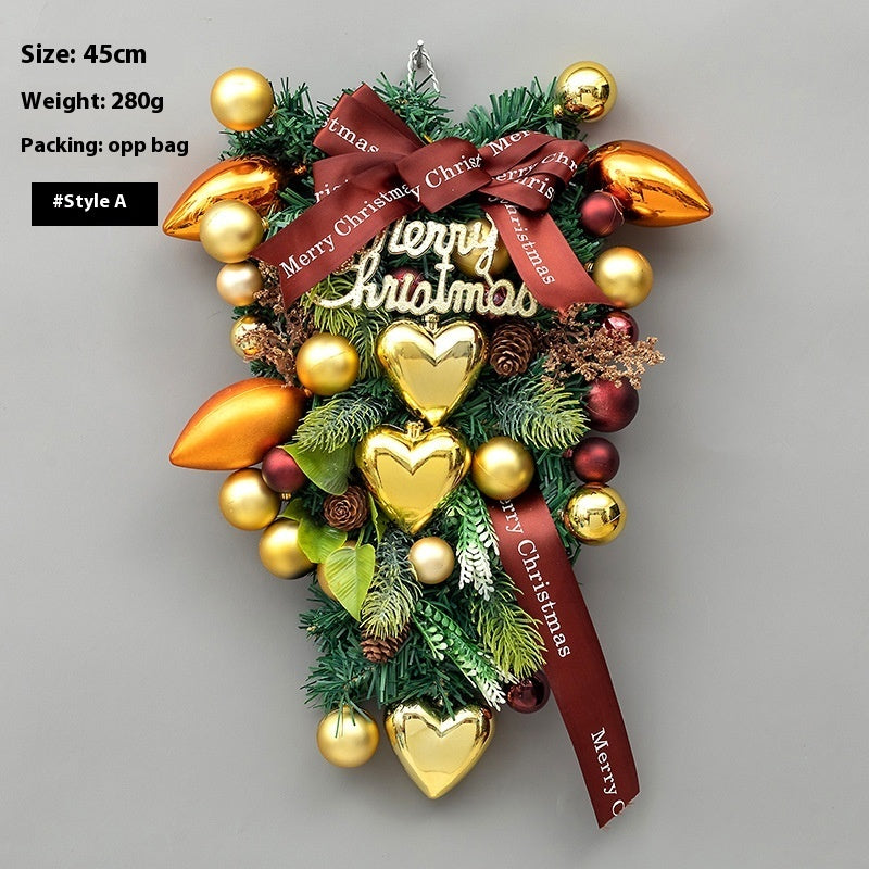 Christmas Decoration Upside Down Christmas Tree Horn Rattan Christmas Wreath