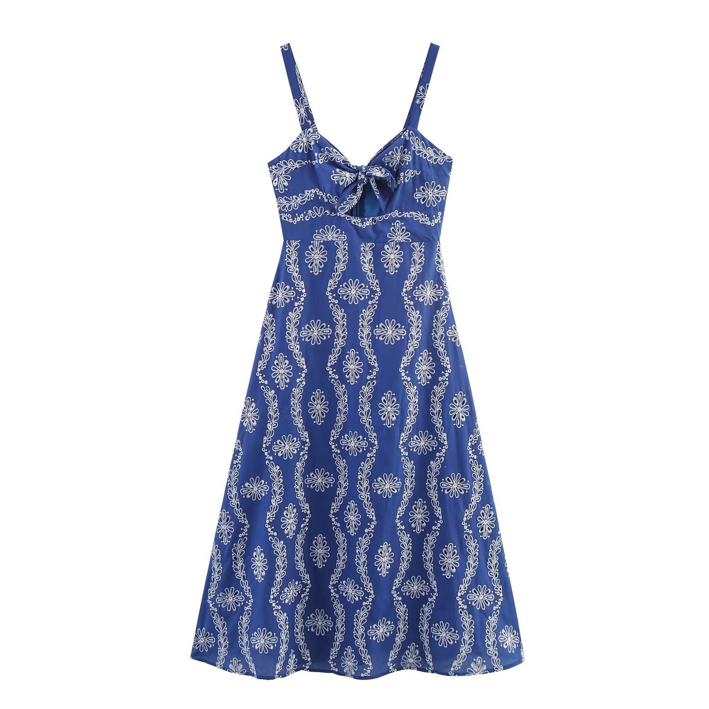 Hollow lace embroidery suspender dress for women