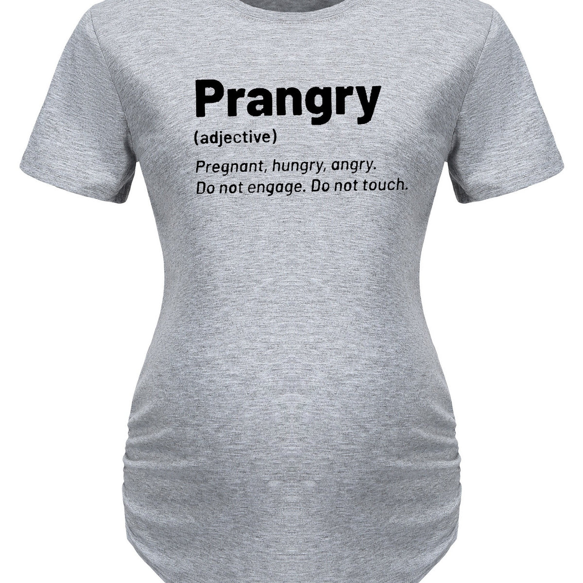 Maternity "Prangry" Print T-Shirt, Comfy Casual Short Sleeve Pregnancy Tee, Humorous Text Graphic