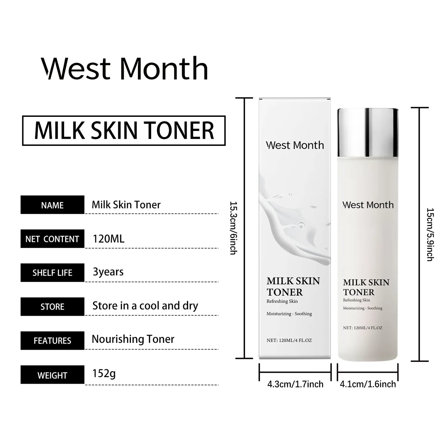 120ml Milk Glow Toner Deeply Hydration Brightening Skin Relieve Dryness Reduces Wrinkles Soothing Refreshing Nicotinamide Toner