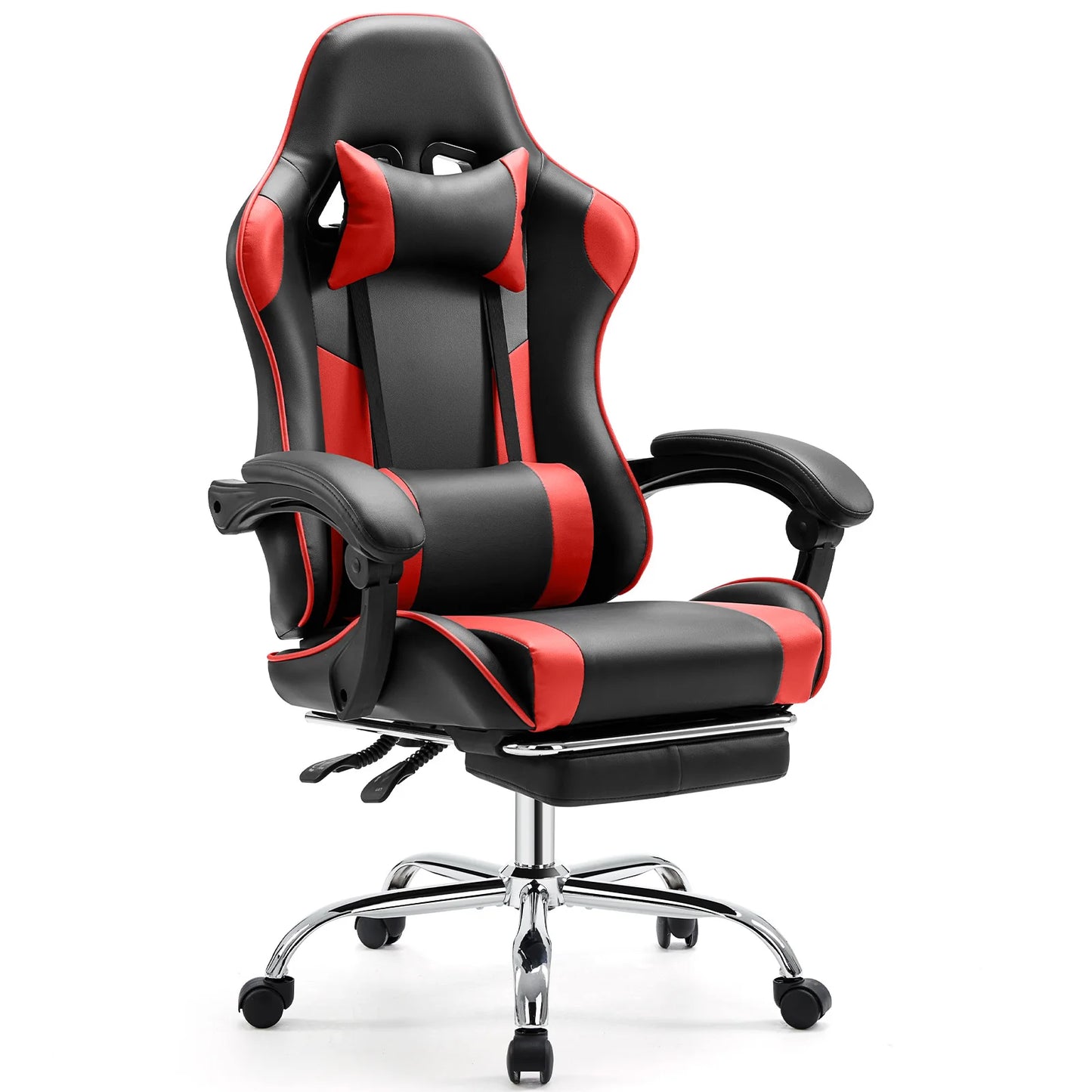 Ergonomic Racing Gaming Chair Adjustable Swivel PU Leather with Headrest and Lumbar Support